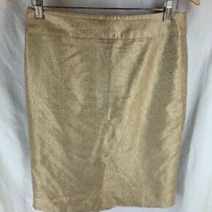 SOLD on EBAY J. CREW gold metallic pencil skirt